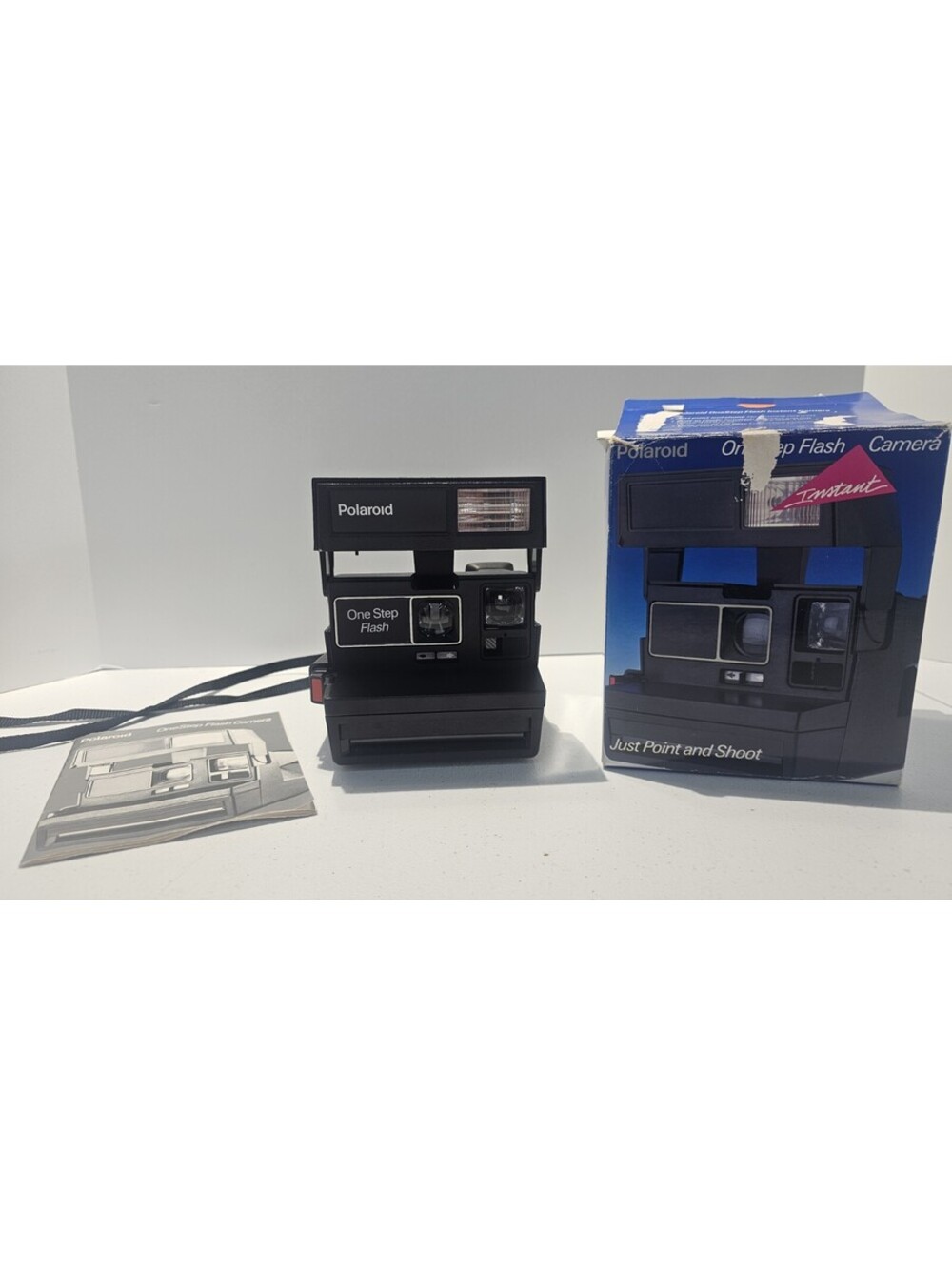 Polaroid OneStep Flash 600 Instant Camera w/ Box Manual Tested Need Film